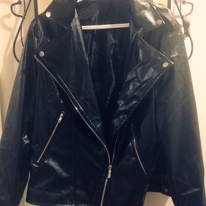NEW Women’s Black Faux Leather Moto Jacket Size XL